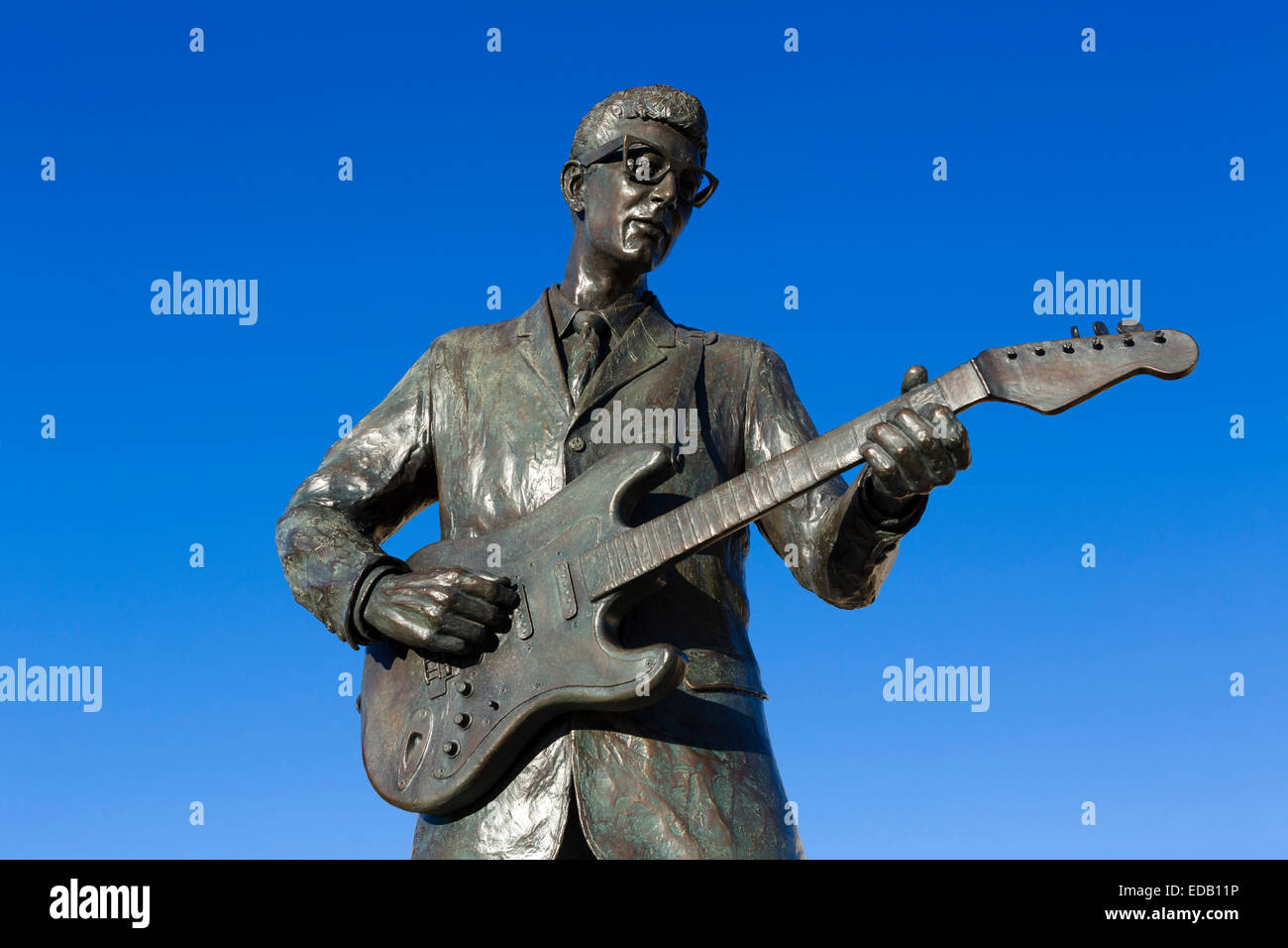 Statue of Buddy Holly on the Walk of Fame in Lubbock, Texas, USA Stock Photo