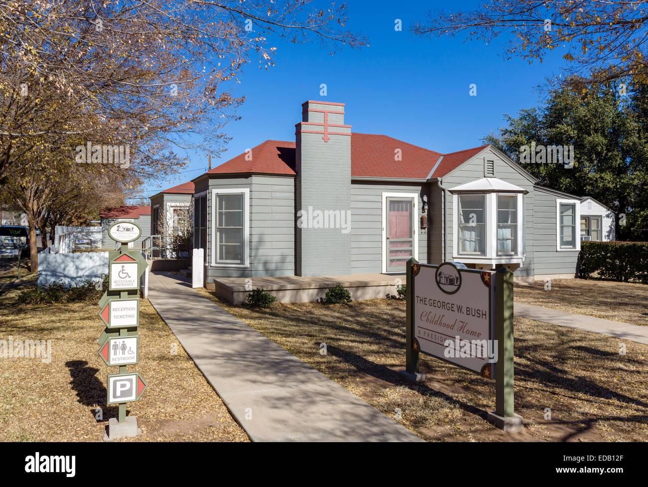 The George W Bush Childhood Home, 1412 W. Ohio Ave, Midland, Texas, USA Stock Photo