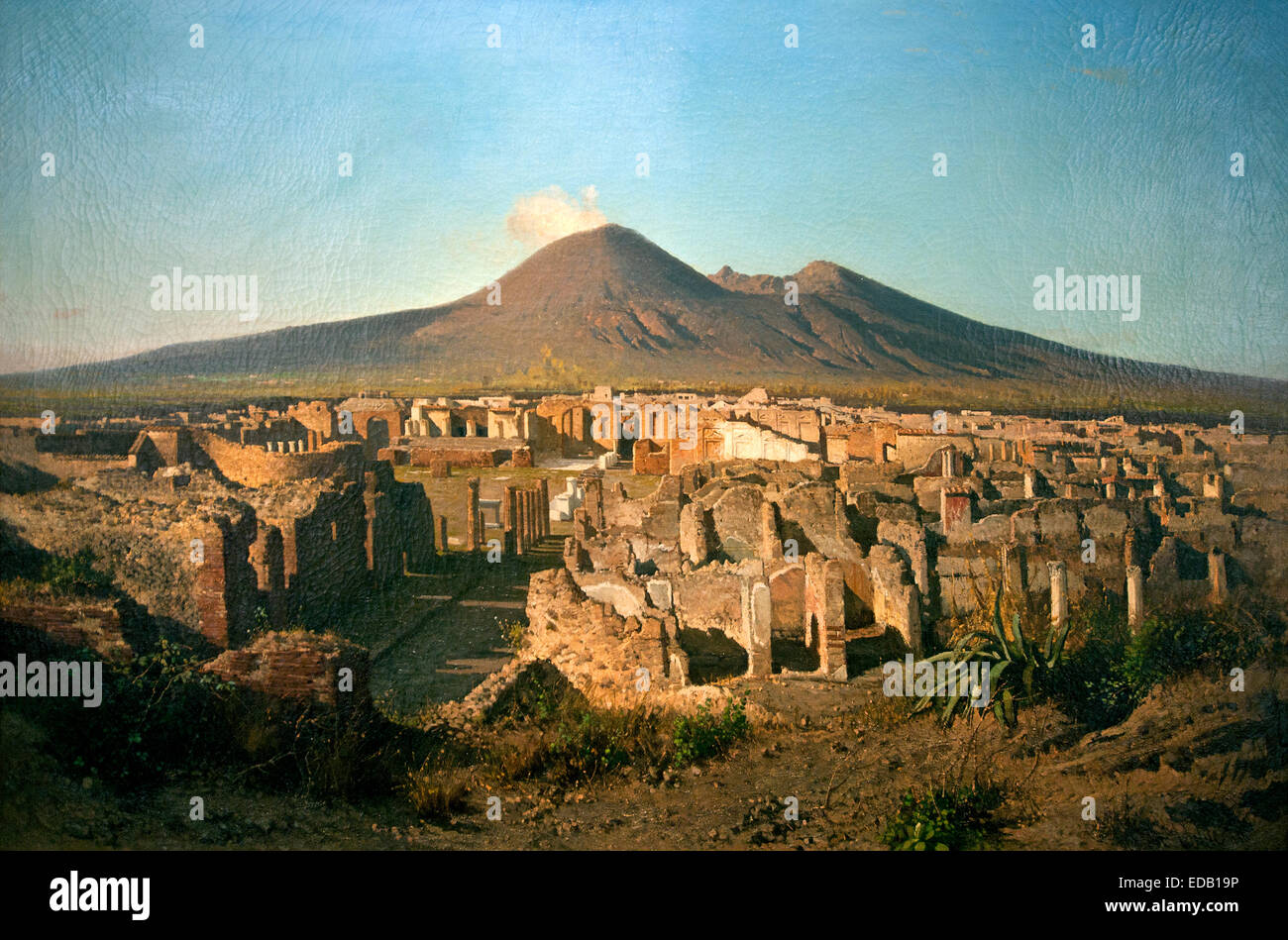 View of Pompeii 1864 Alessandro  la Volpe 1820-1887  Italy Italian ( Mount Vesuvius ) Stock Photo