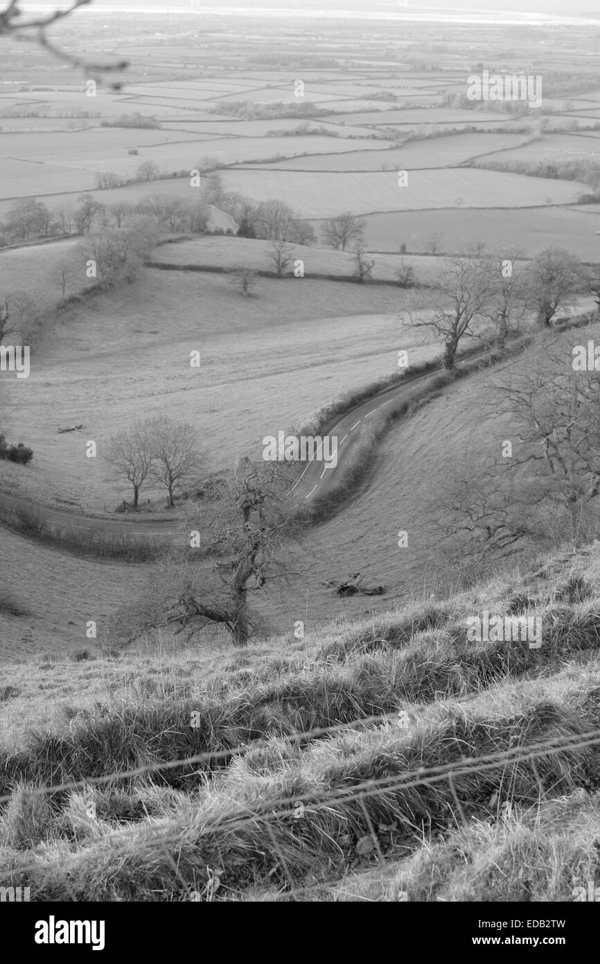 Monochrome view of Forester Hill and the Severn Vale Stock Photo