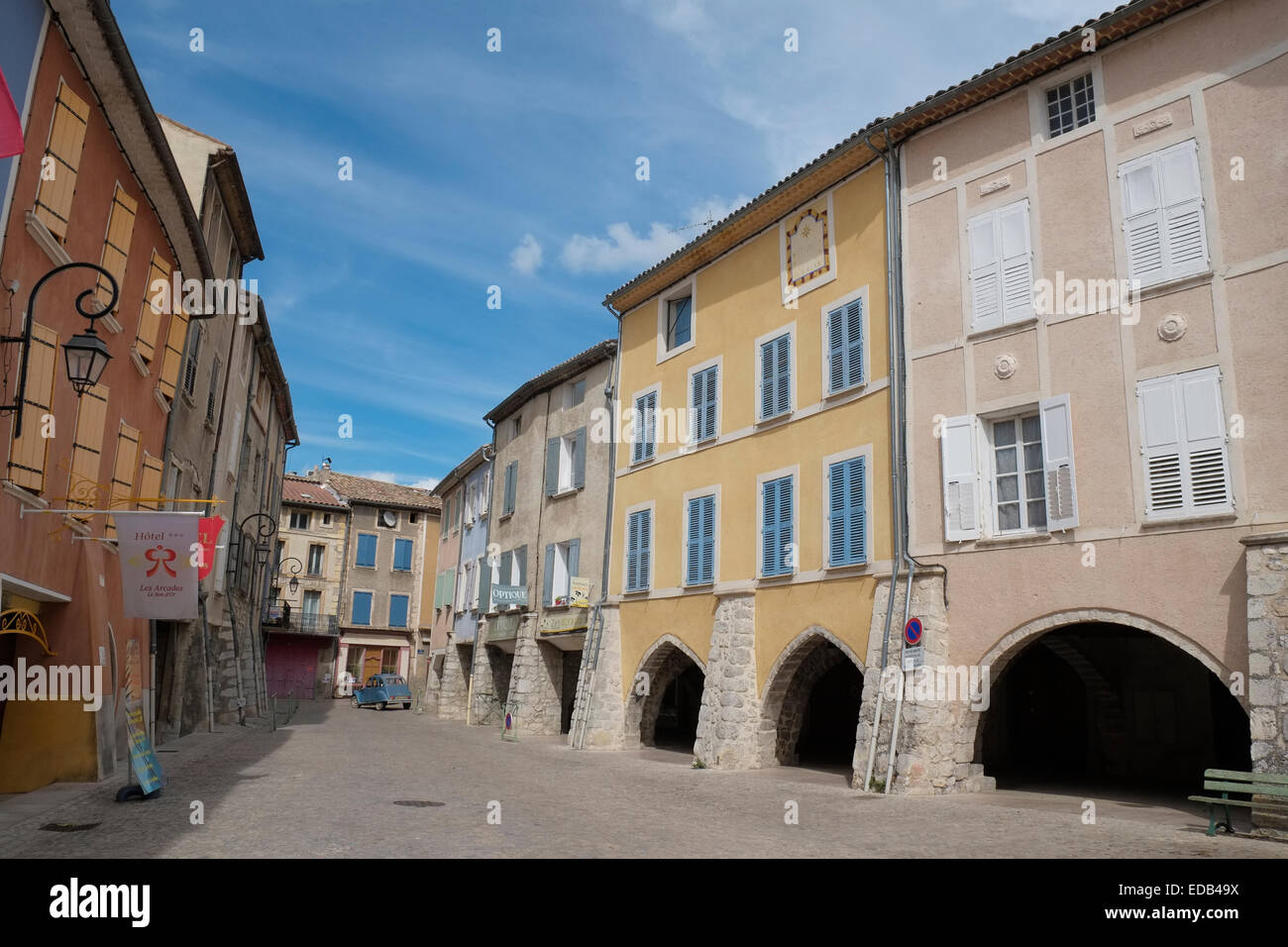 Place des Arcades, BuislesBaronnies, Drôme, France Stock Photo  Alamy