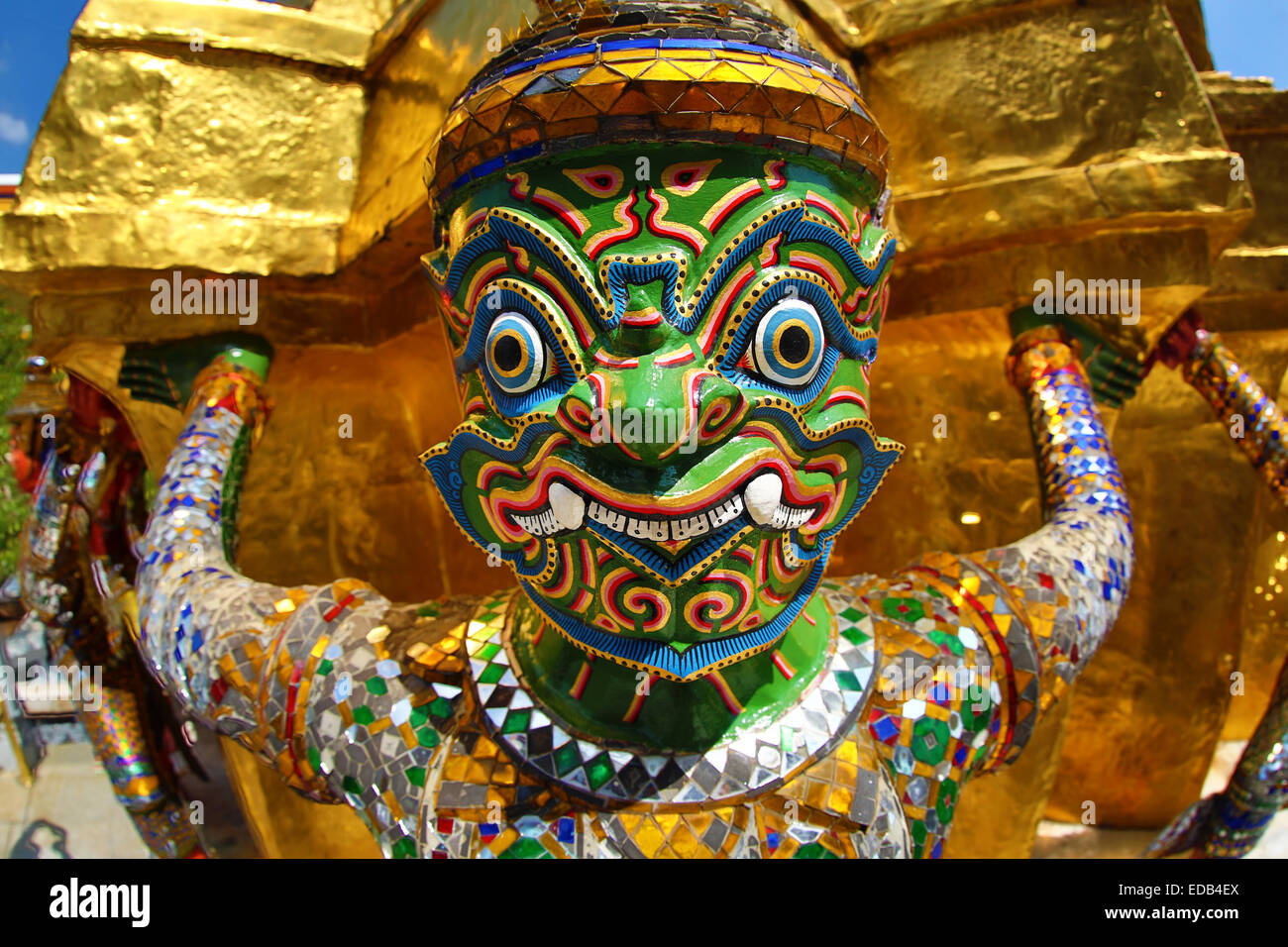 Yaksha Demon Statue at Wat Phra Kaew Temple complex of the Temple of the Emerald Buddha in Bangkok, Thailand Stock Photo