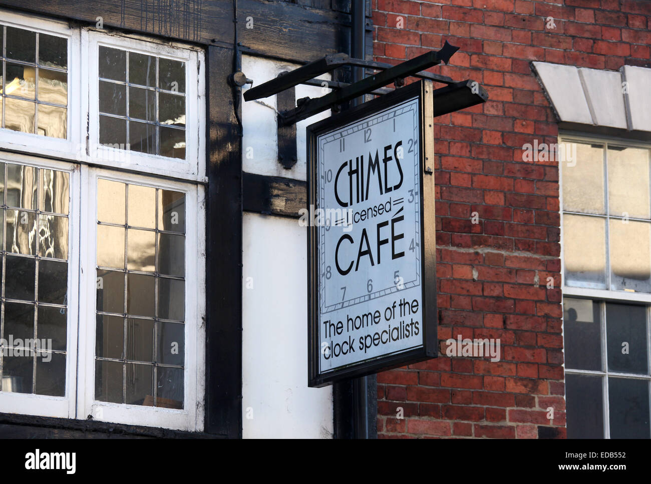 Chimes Cafe Sign in the Derbyshire Market Town of Ashbourne Stock Photo