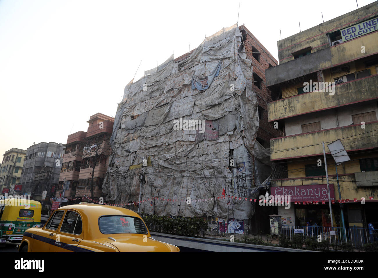Building is being renovated in Kolkata, West Bengal, India on February 08, 2014. Stock Photo