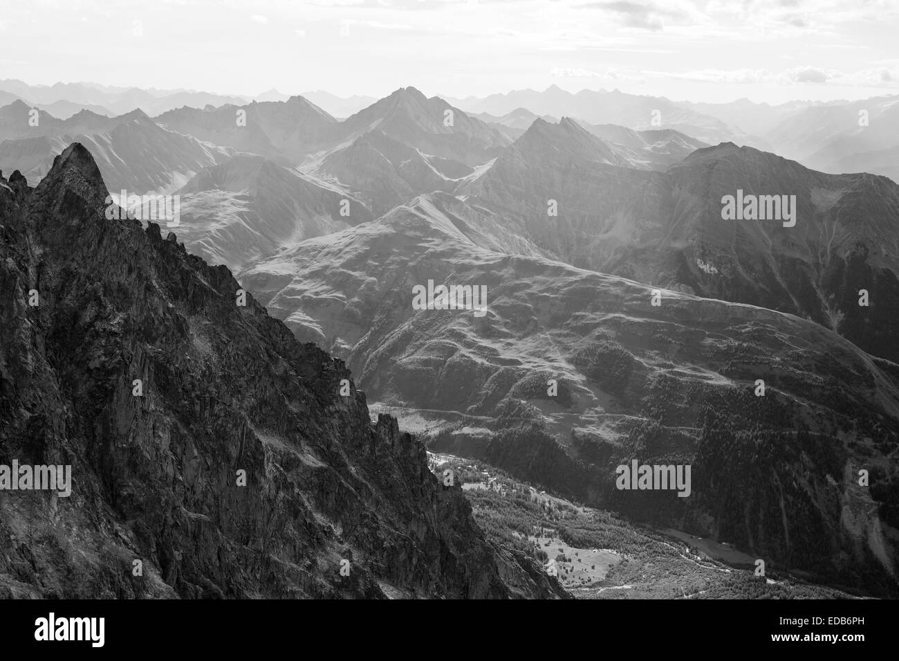 View from the Italian side of Monte Bianco (Mont Blanc). Stock Photo