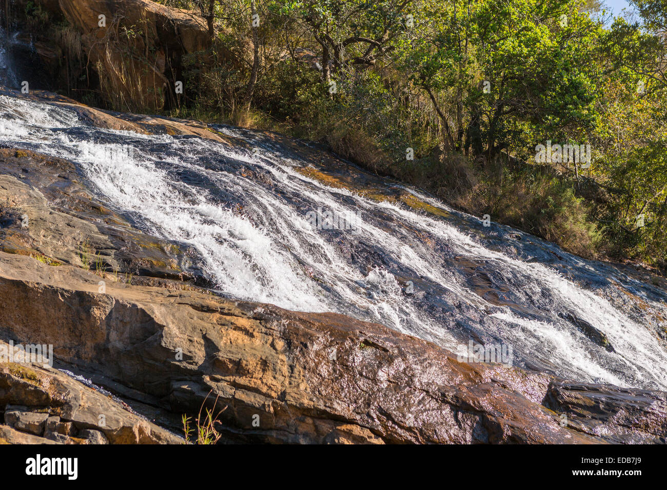 HHOHHO, SWAZILAND, AFRICA - Phophonyane Nature Reserve waterfall. Stock Photo