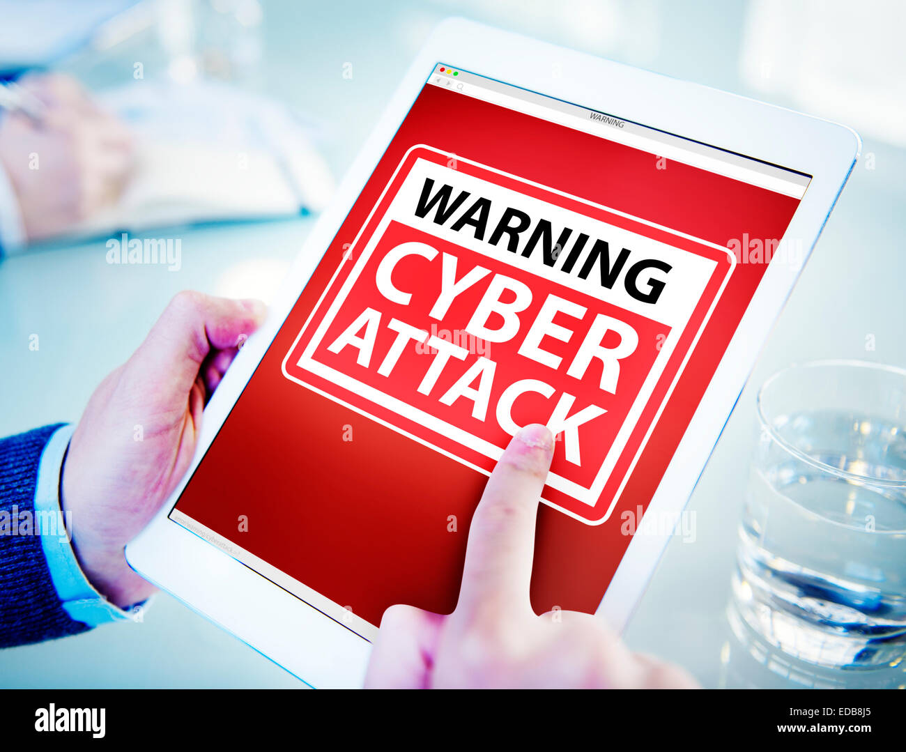 Hands Holding Digital Tablet Cyber Attack Stock Photo - Alamy