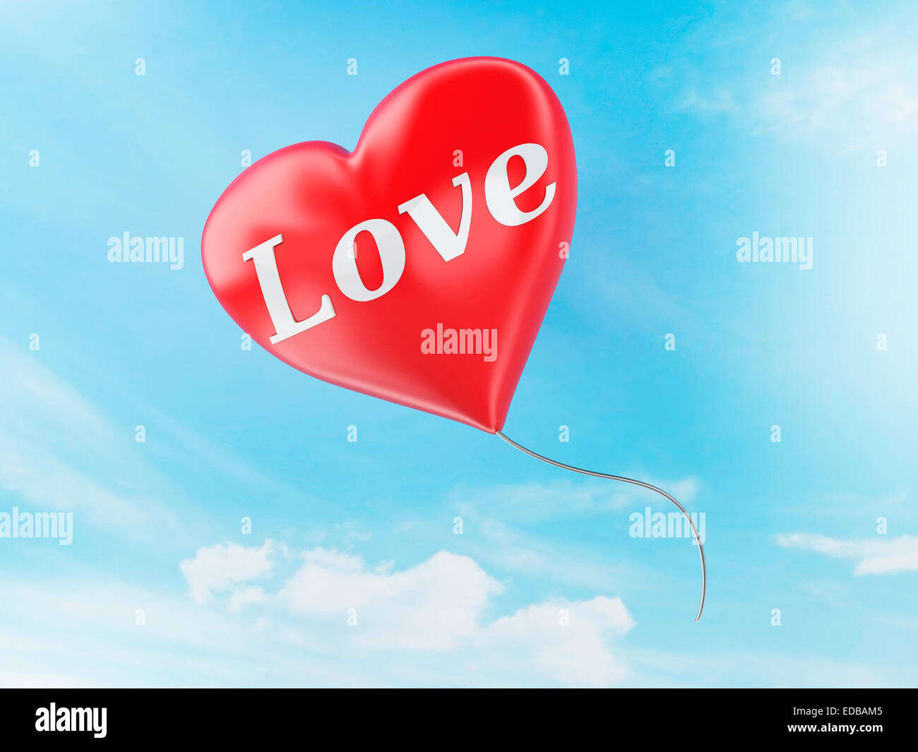 3d renderer illustration. red heart balloons with love text. valentine ...