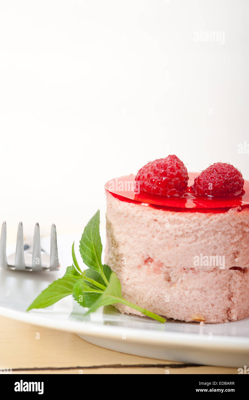 Round Raspberry Sweets fresh raspberry cake mousse dessert round shape with mint leaves Stock ...