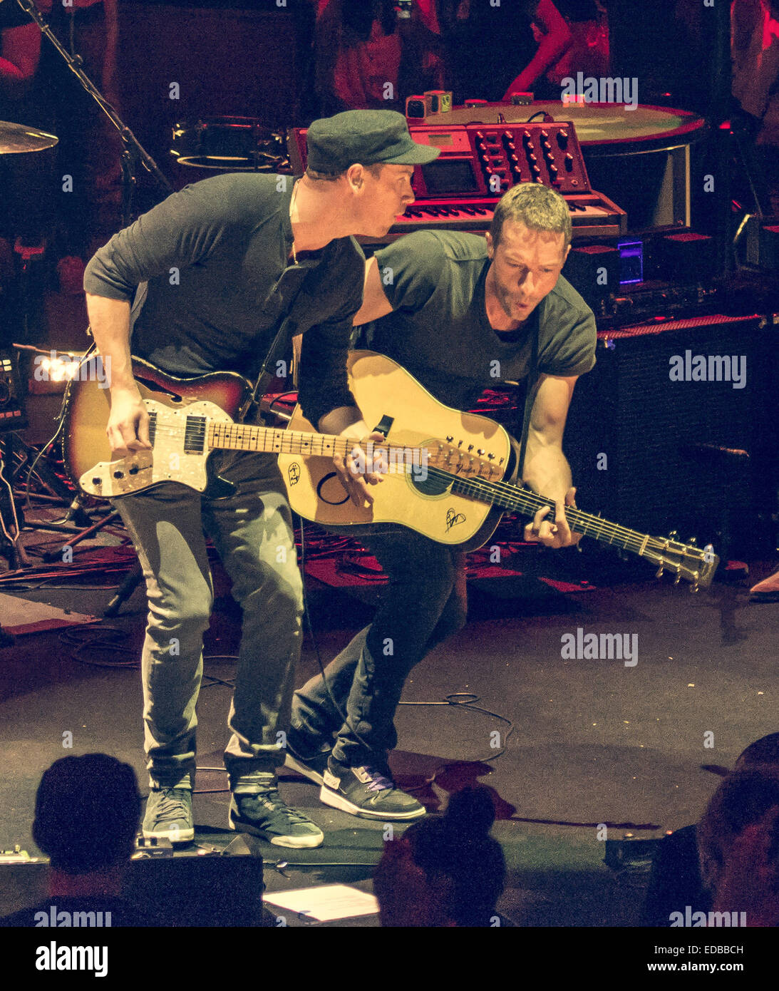 Chris Martin and Will Champion from Coldplay backstage at the Hollywood  Bowl, Los Angeles, united States of America Stock Photo - Alamy