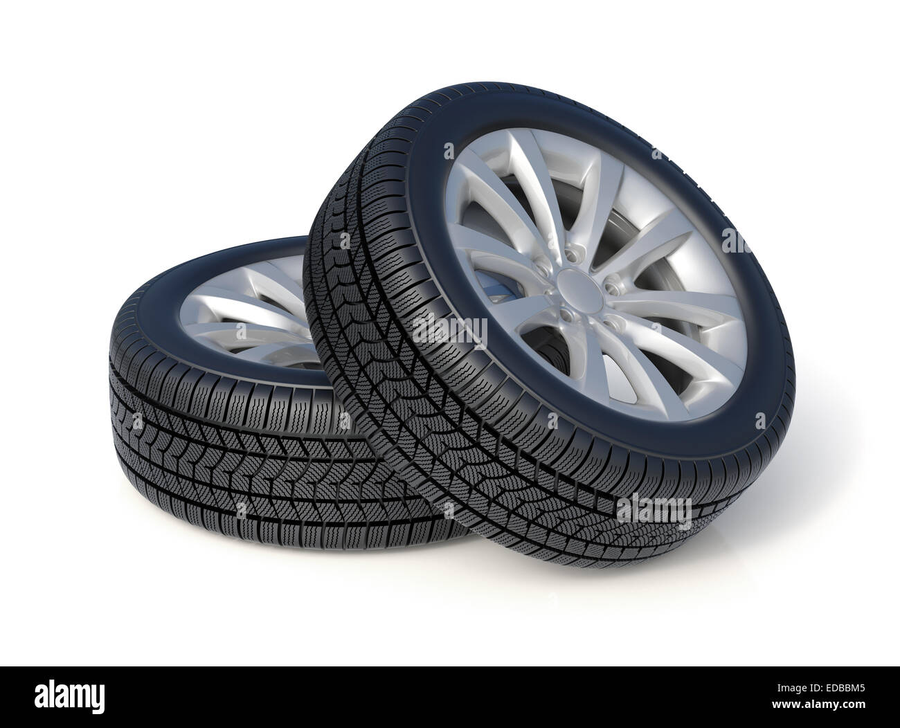 3d render of high detaled winter tyres isolated on white background Stock Photo