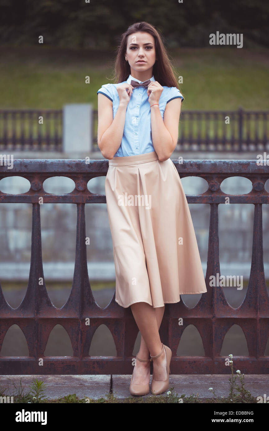 Young beautiful, elegantly dressed woman, summer and lifestyle Stock ...