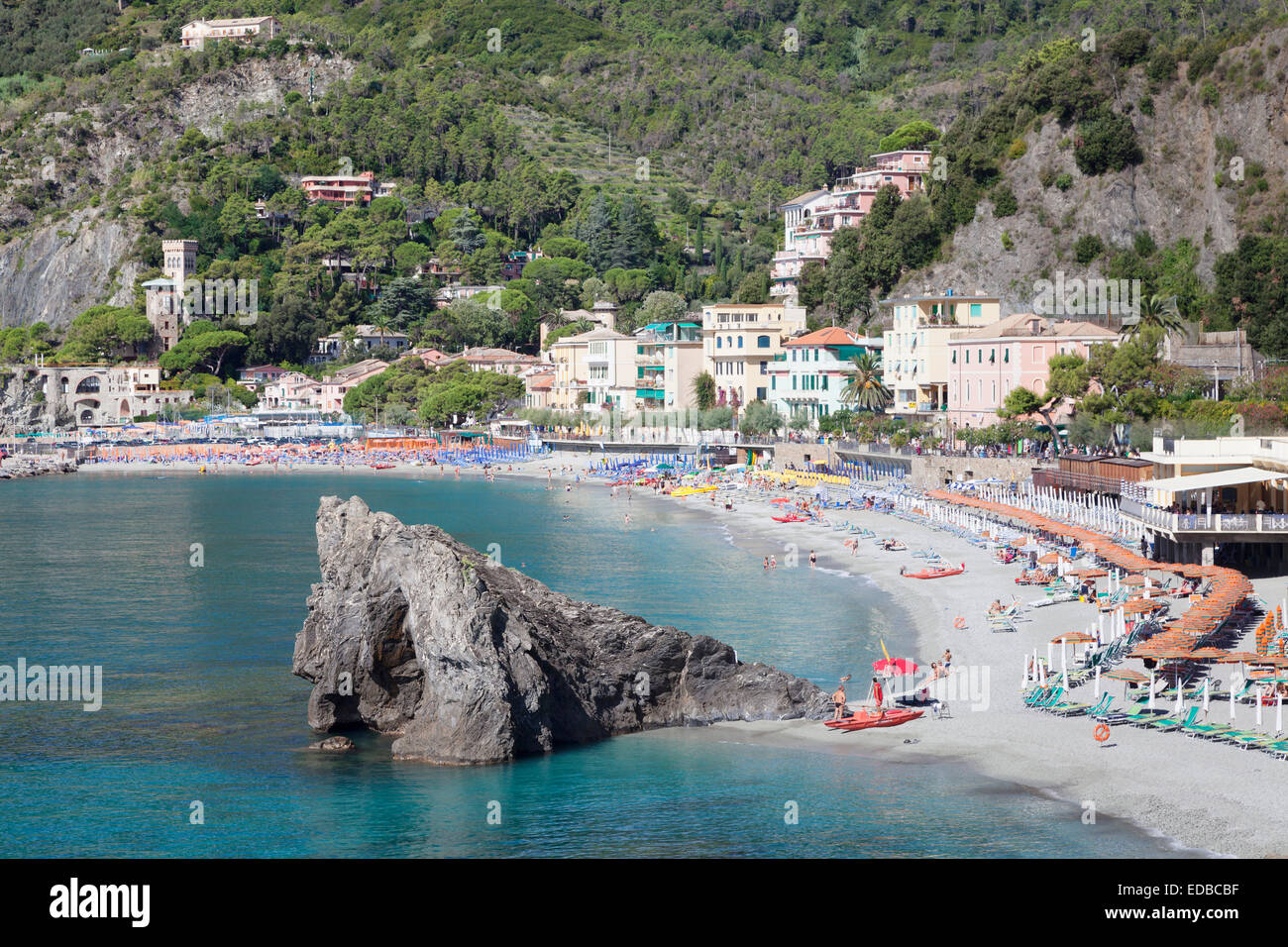 Beach of Monterosso al Mare, Cinque Terre, Rivera di Levante, Province of La Spazia, Liguria, Italy Stock Photo