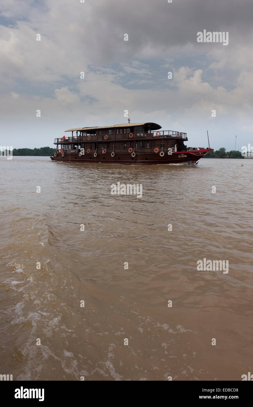 Bassac ship, Mekong Cruise, Mekong Delta, Can Tho, Vietnam Stock Photo