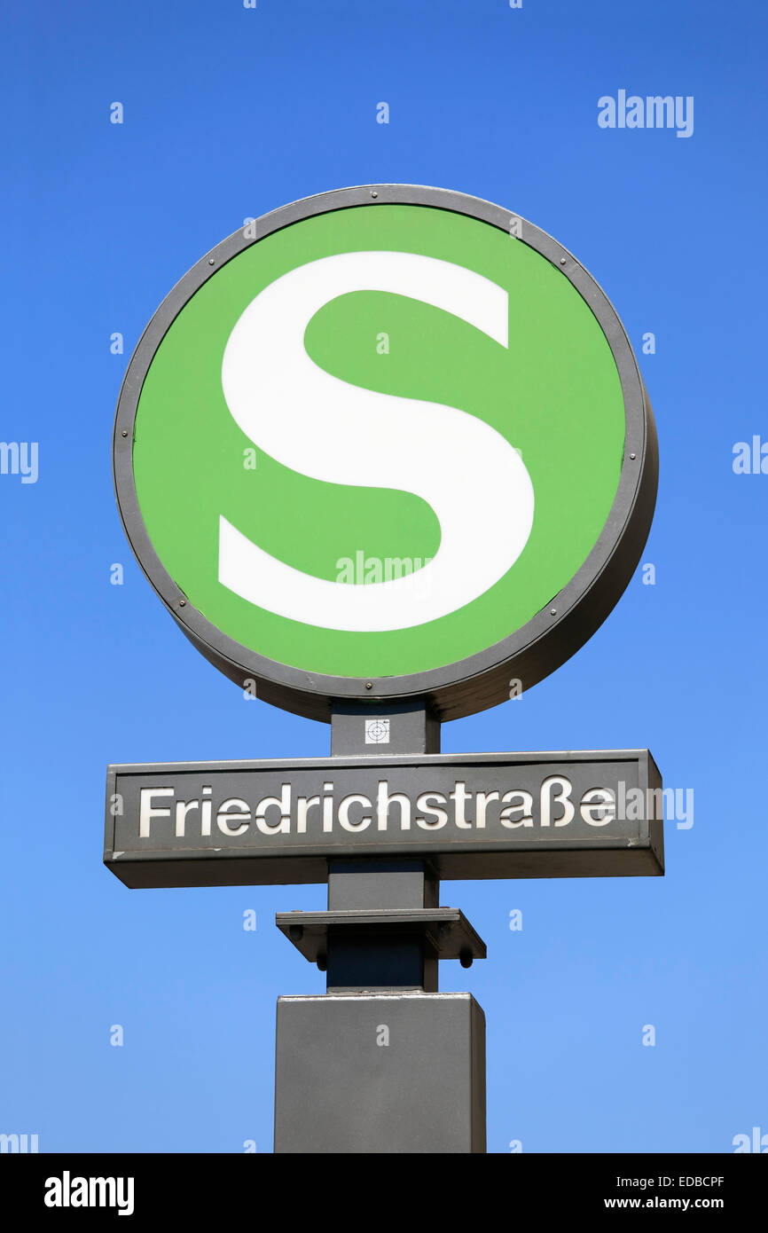 Sign, urban railway, Friedrichstraße S-Bahn station, Mitte district, Berlin, Germany Stock Photo