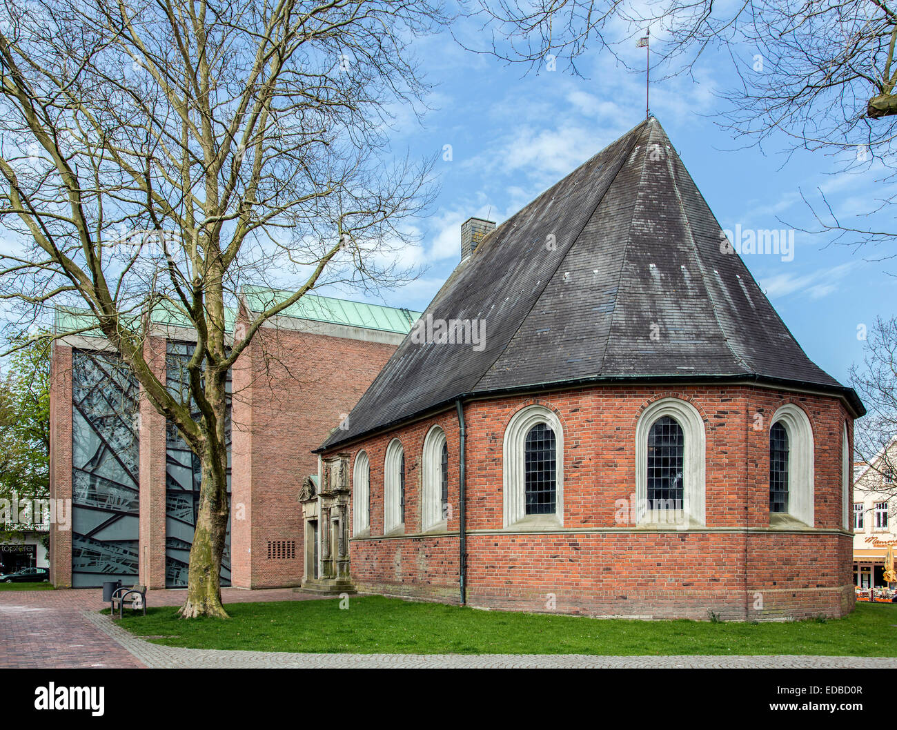 Protestant church of Jever, historic elements and modern additions, Jever, Frisia, Lower Saxony, Germany Stock Photo