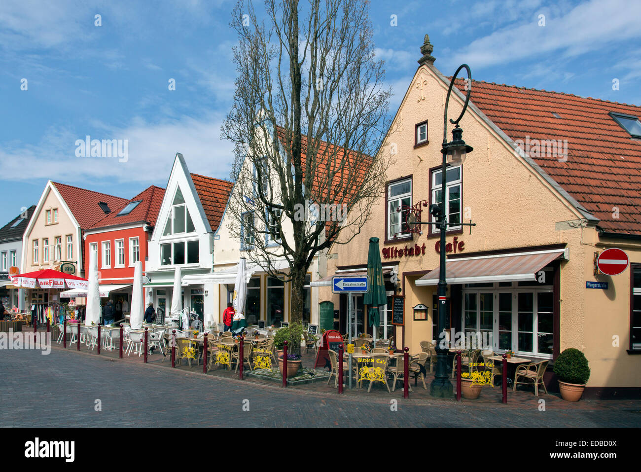Gabled houses, residential and commercial buildings, Jever, Frisia, Lower Saxony, Germany Stock Photo