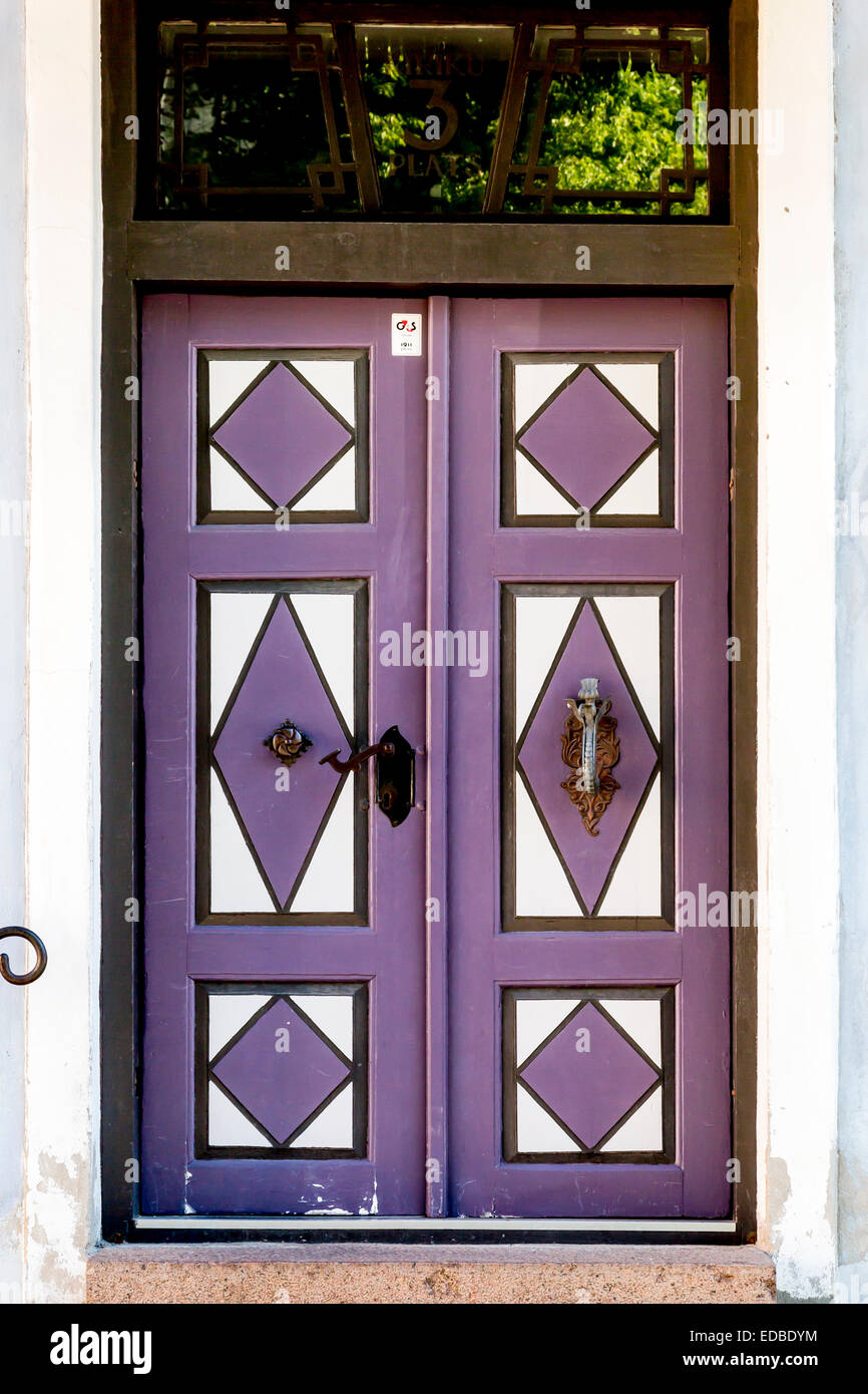 Front door, wooden door, Toompea, Tallinn, Estonia Stock Photo
