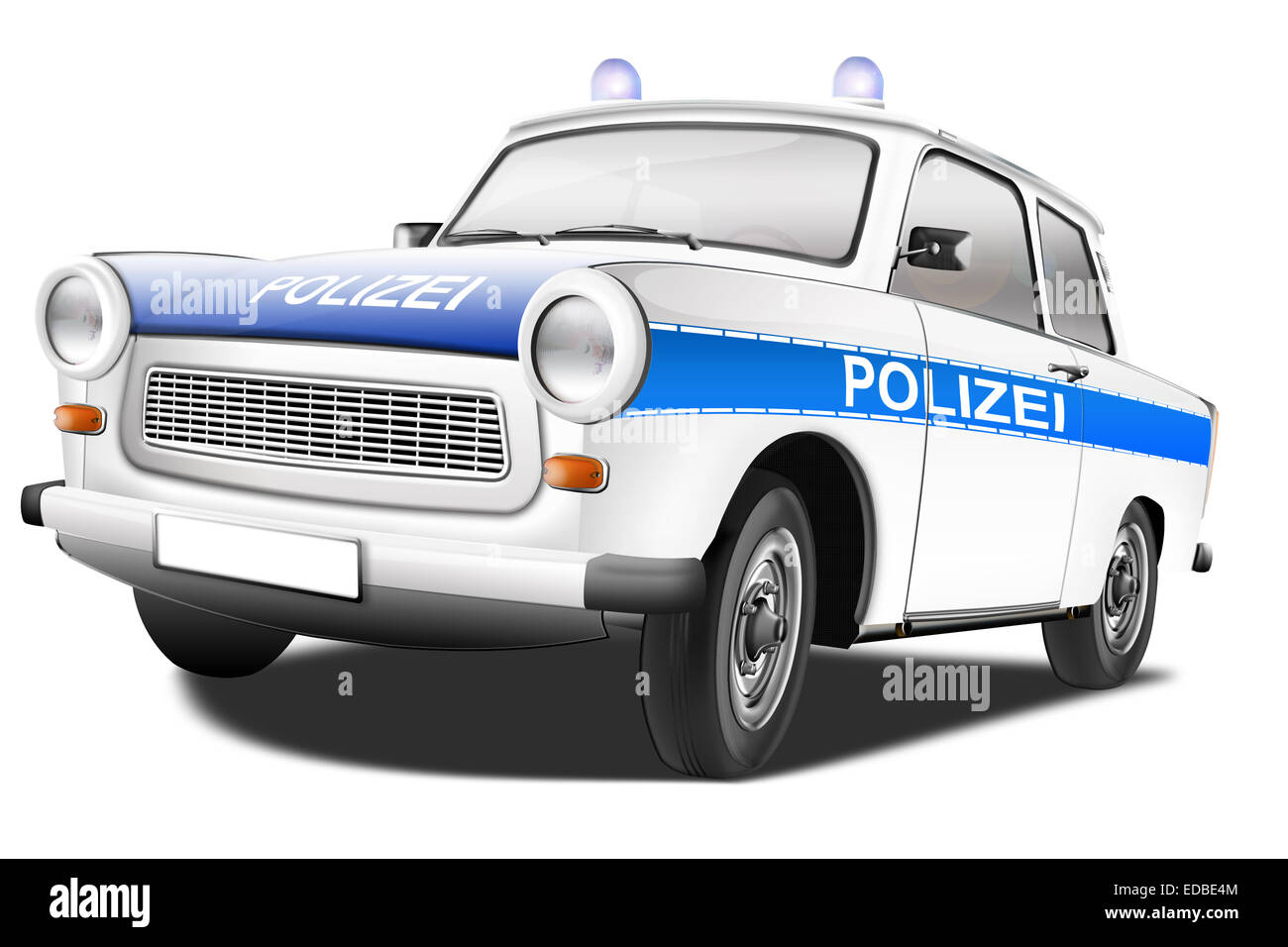 Trabant 601 as a police car, illustration Stock Photo