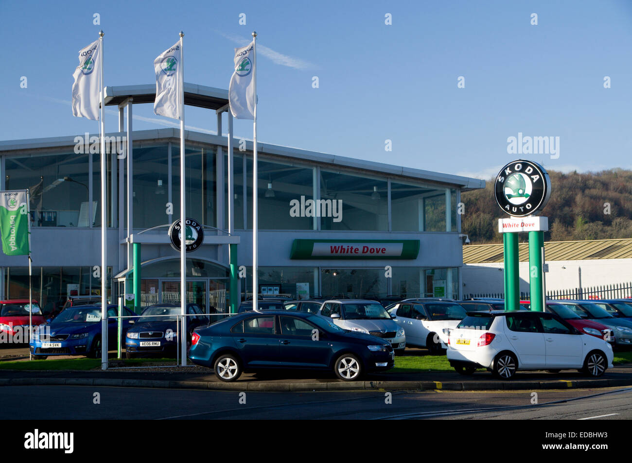 Skoda car dealership, Cardiff, Wales. Stock Photo