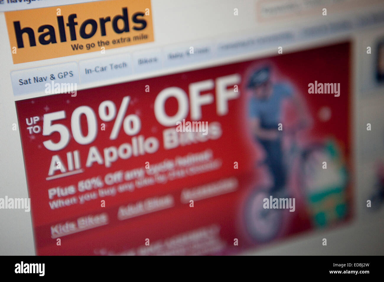 The Halfords website. Stock Photo