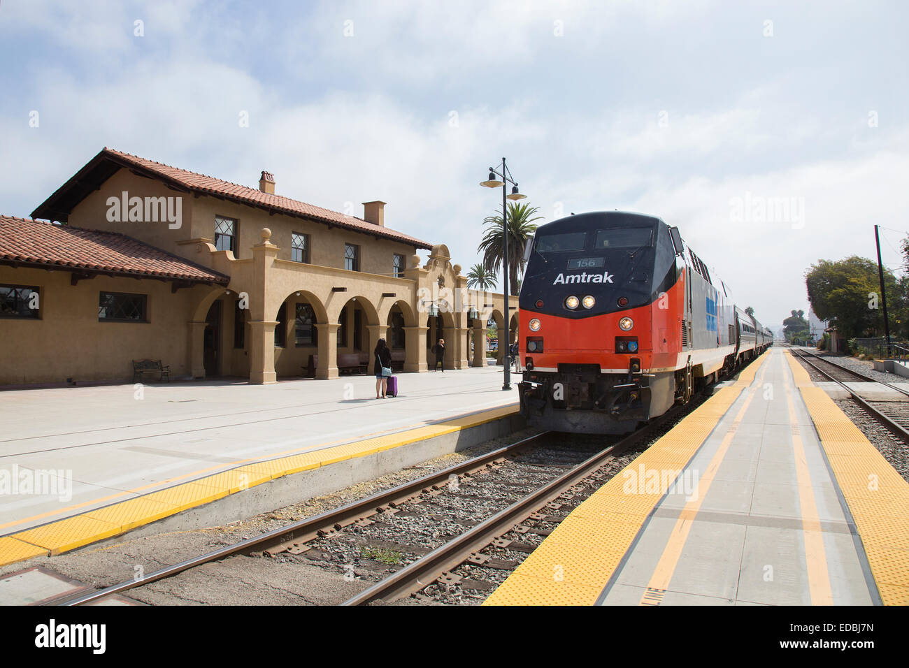 Santa Barbara Railway Station in California, United States serving the Coast Starlight and the Pacific Surfliner Stock Photo