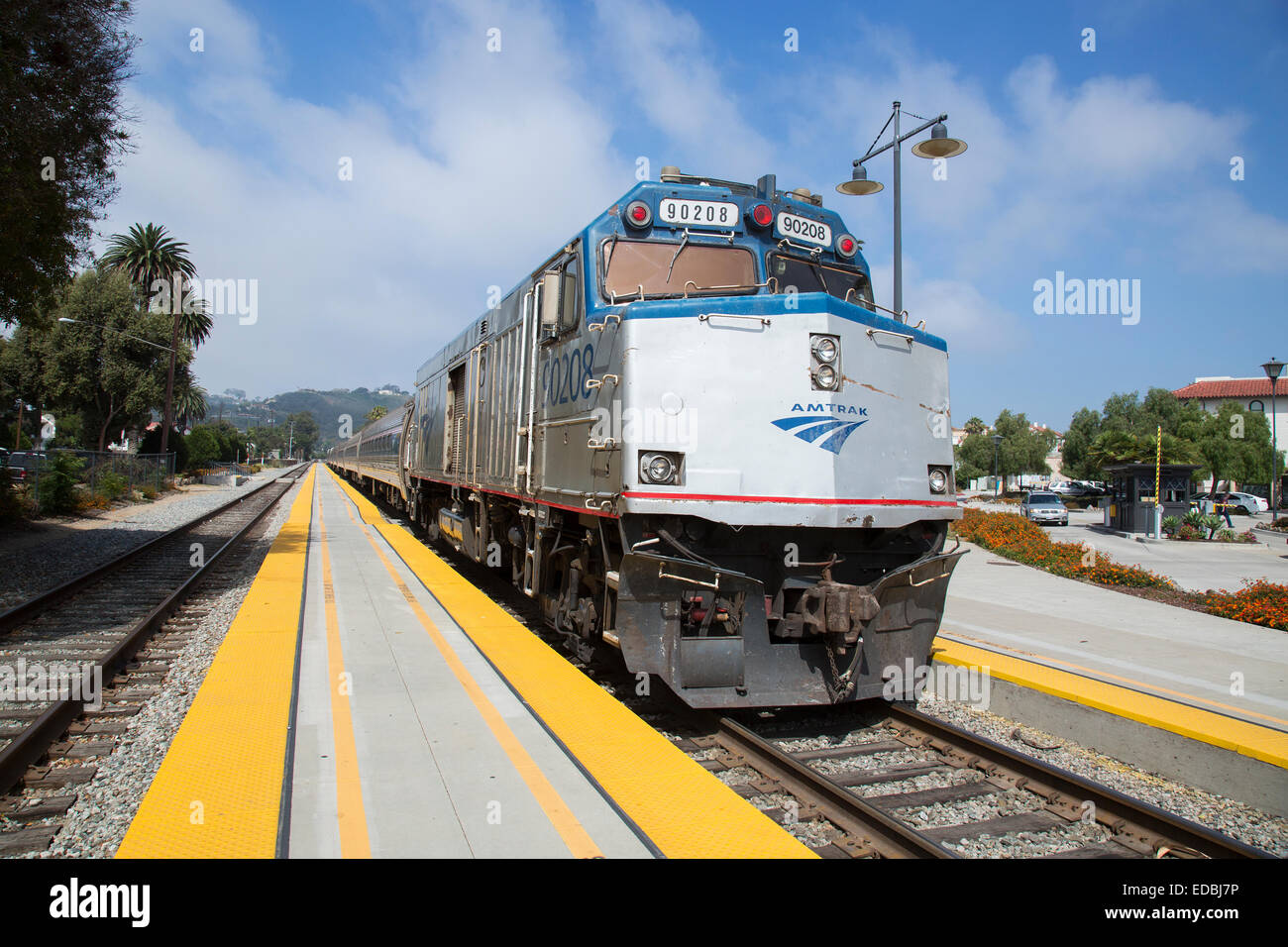Santa Barbara Railway Station in California, United States serving the Coast Starlight and the Pacific Surfliner Stock Photo