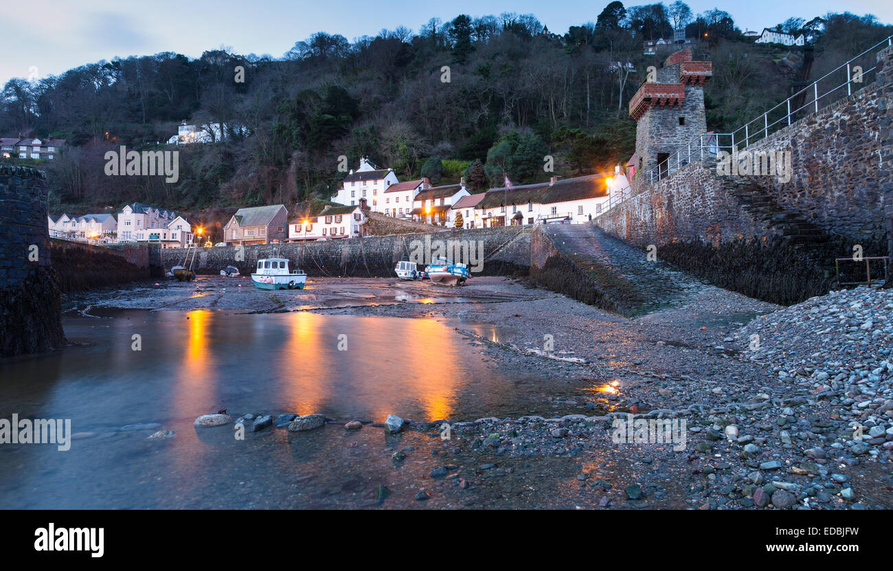 Lynmouth Harbour at dawn. Stock Photo