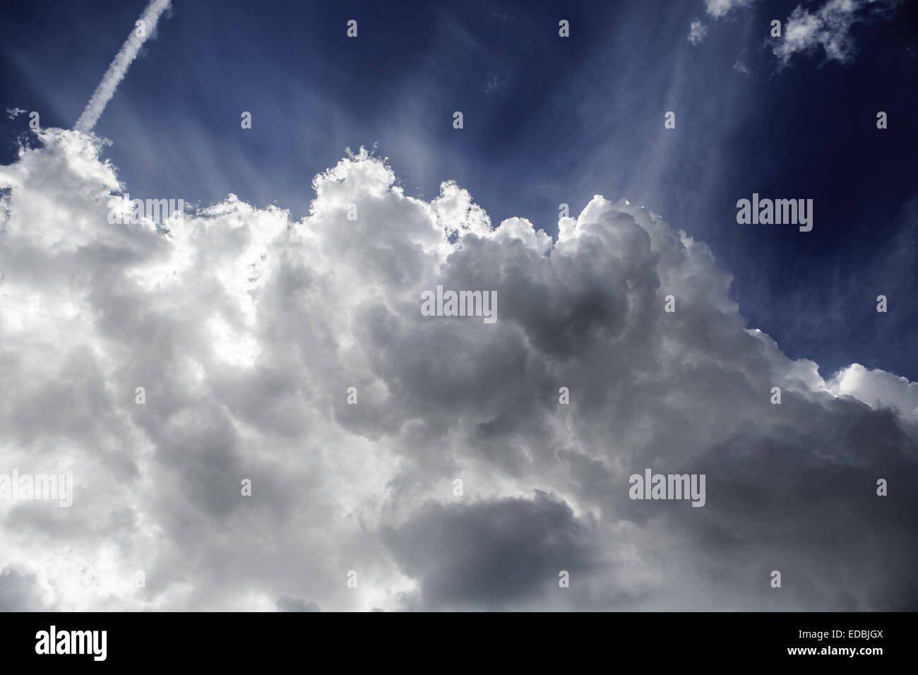 Shot of clouds and blue sky at summer time Stock Photo