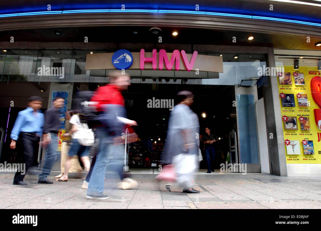 Exterior shot of a HMV store in London. Stock Photo