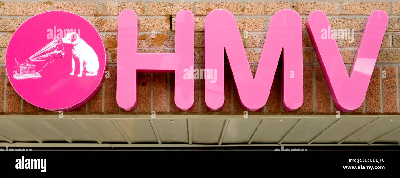 A HMV store sign. Stock Photo