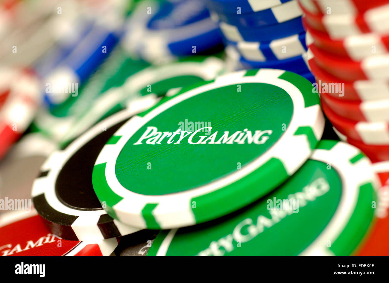 PartyGaming chips. Stock Photo