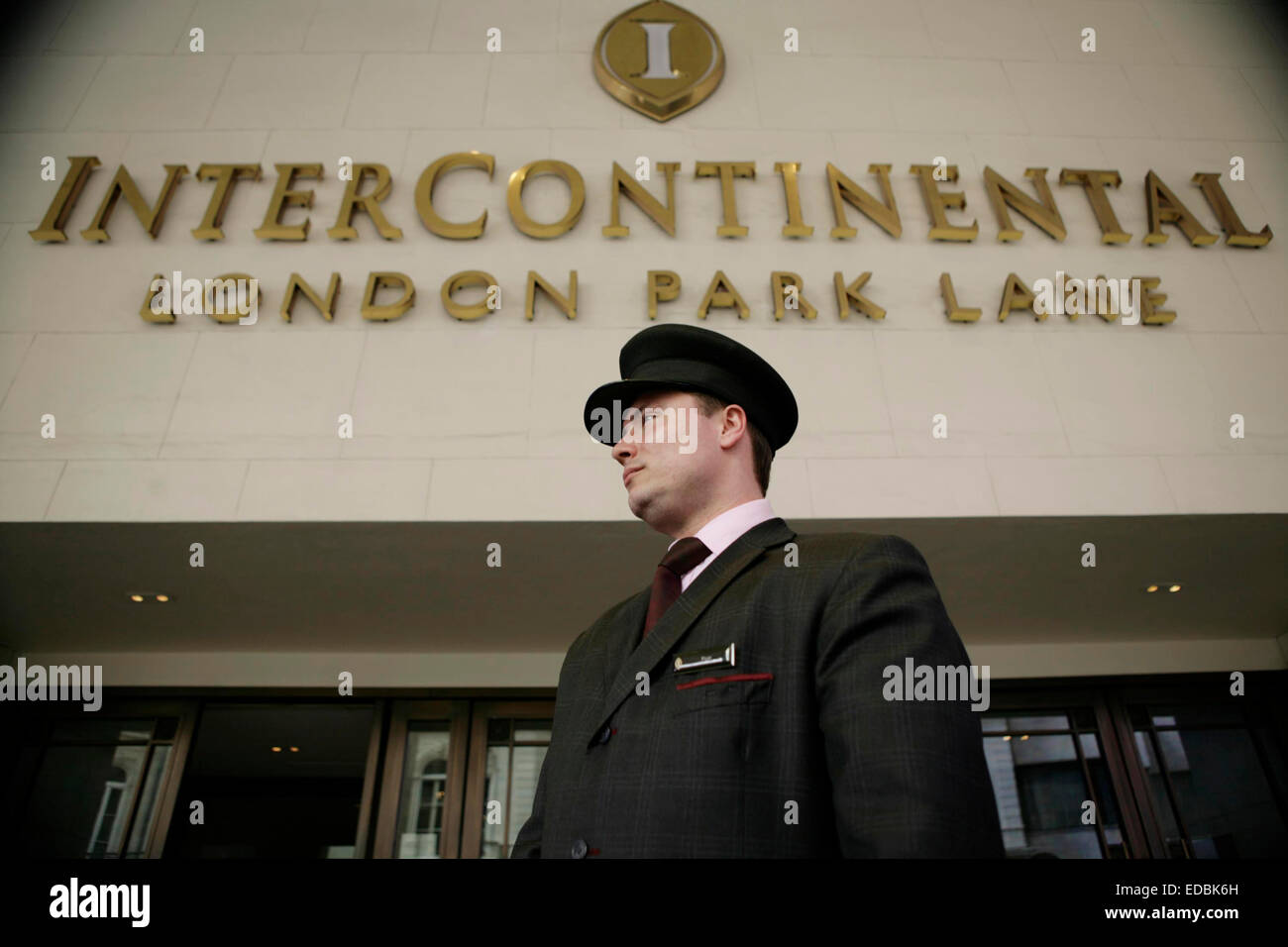 Exterior of the Intercontinental Hotel on Park Lane, London. Stock Photo