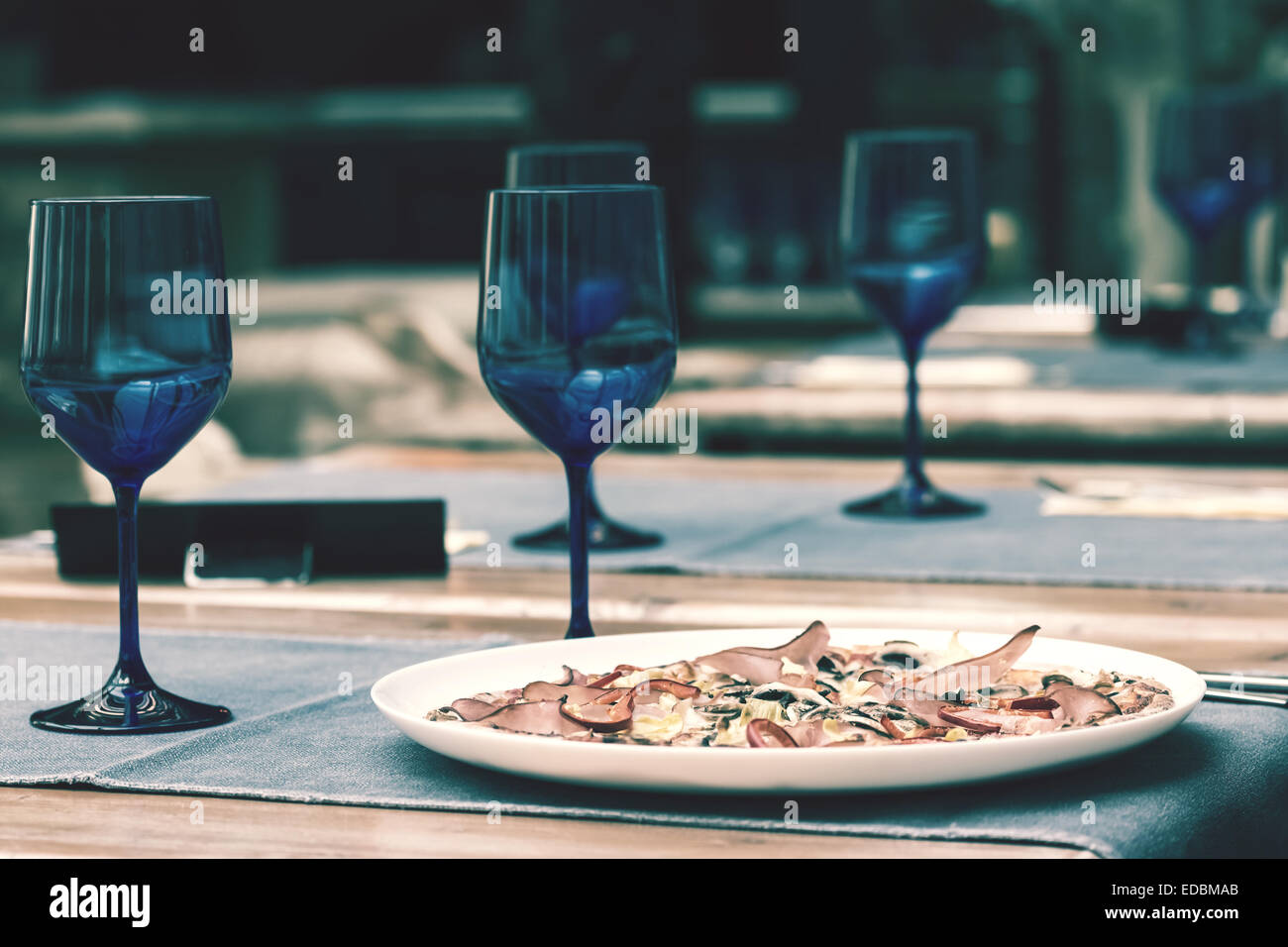 Retro Photo Of Pizzeria Restaurant Interior Stock Photo