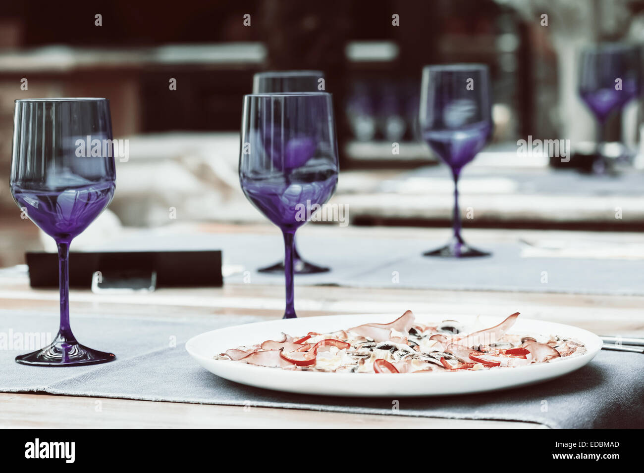 Retro Photo Of Pizzeria Restaurant Interior Stock Photo