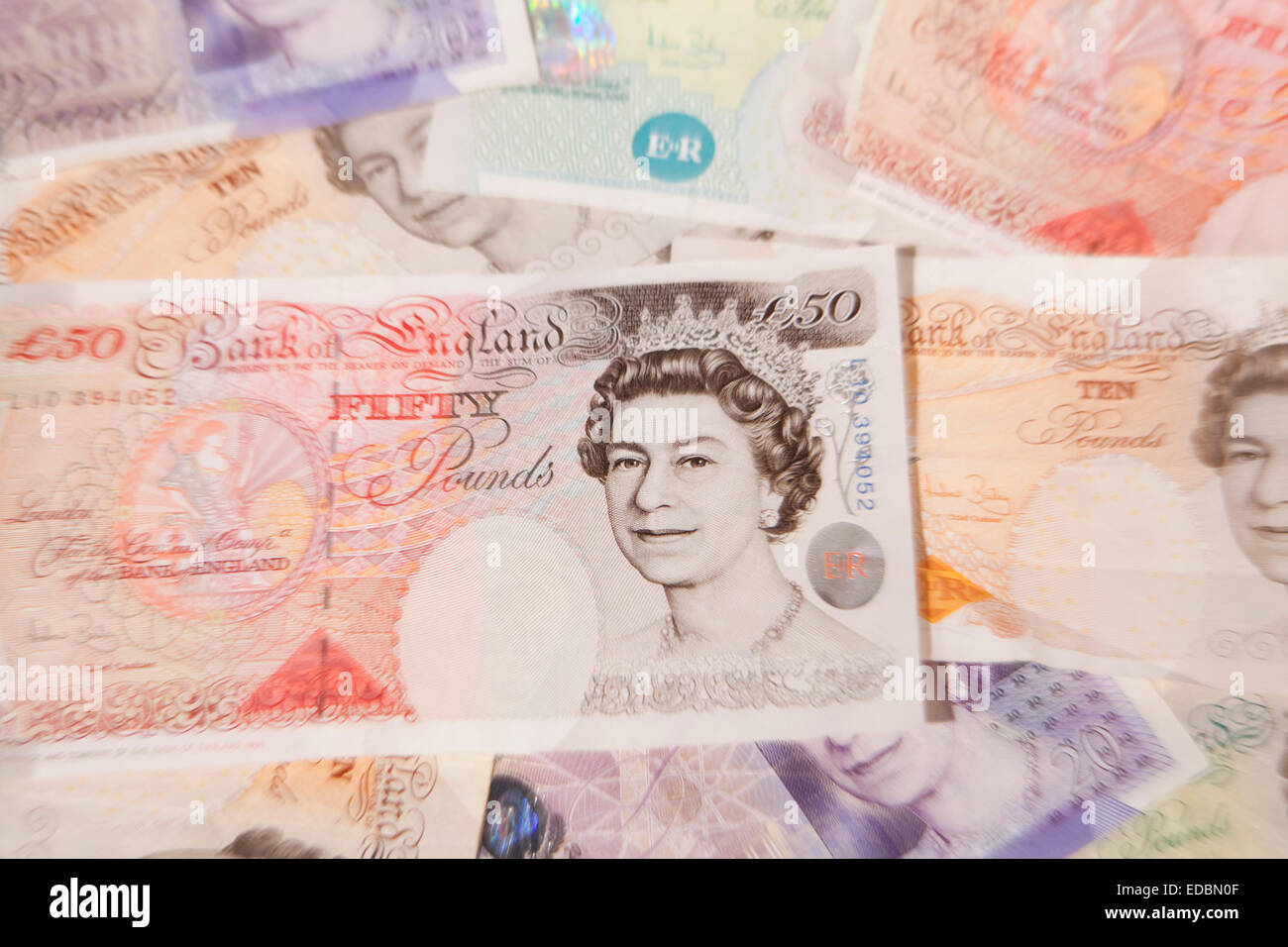 Illustrative image of a fifty pound note. Stock Photo