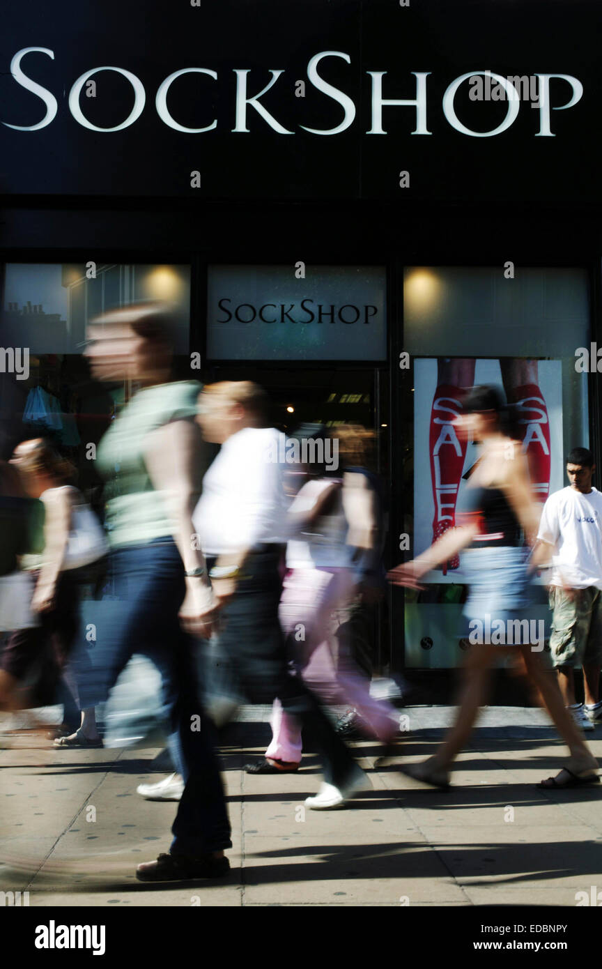 Sock Shop on Oxford Street London. Stock Photo