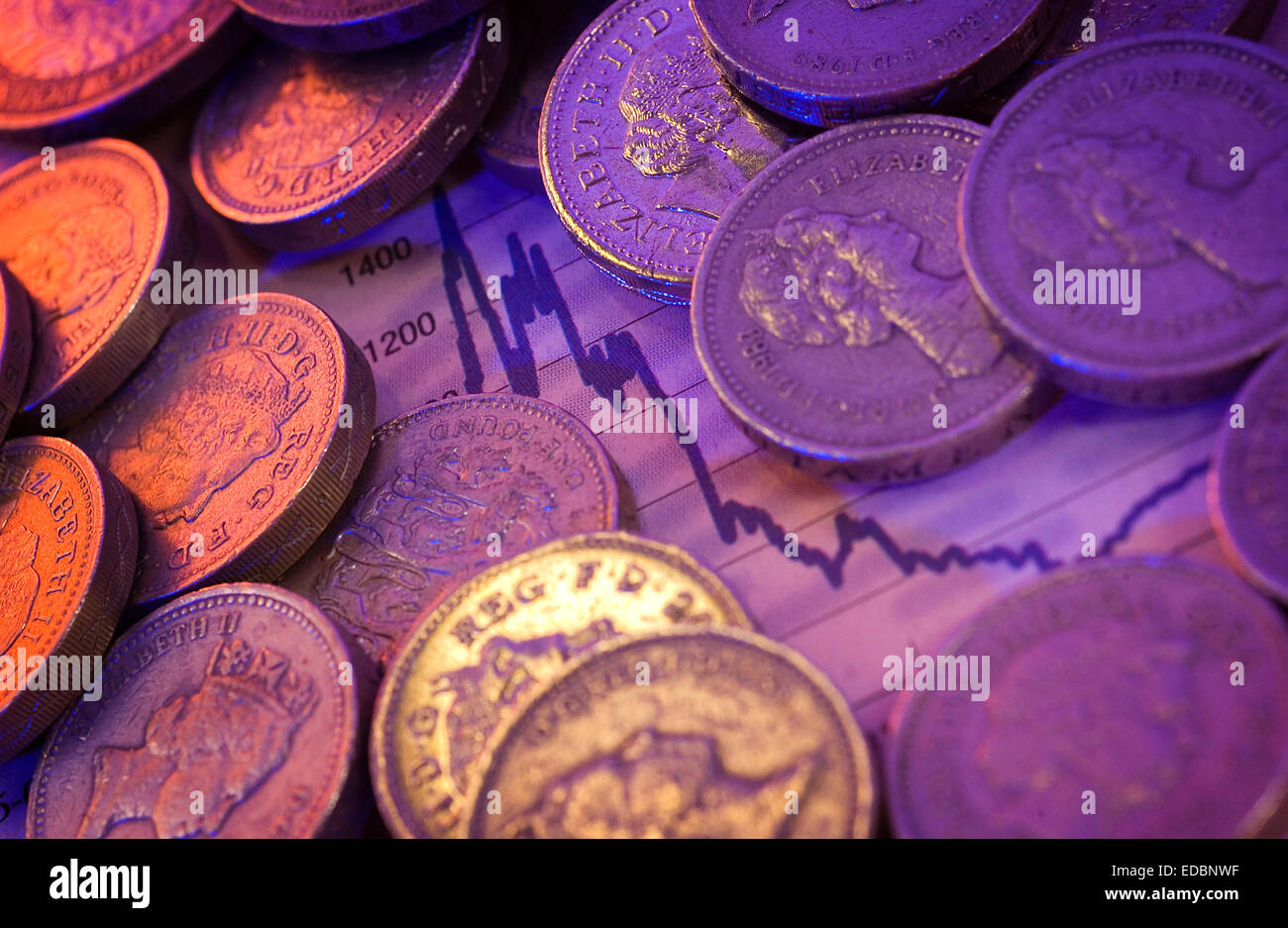 Figurative image of sterling currency values. Stock Photo