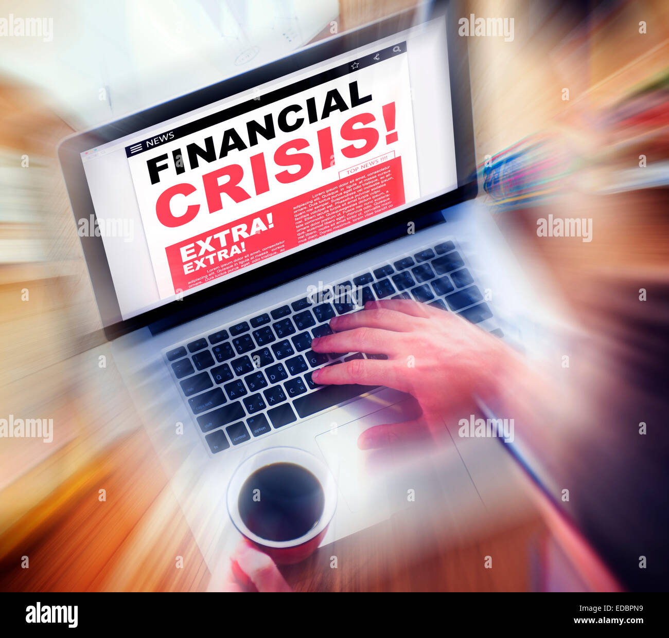 Digital Online News Headline Financial Crisis Concept Stock Photo