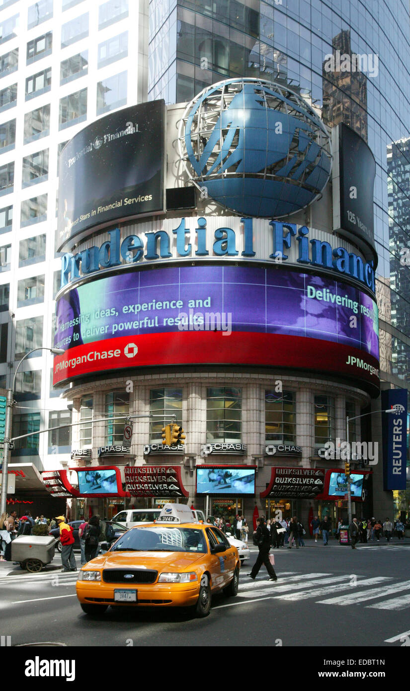 New York, NY. The Prudential Financial sign on Three Times Square