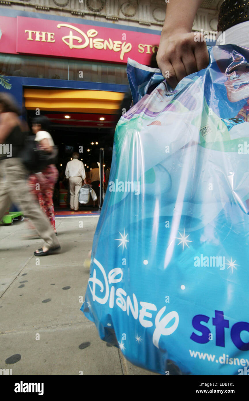 People shopping at the Disney store on Oxford Street. Stock Photo
