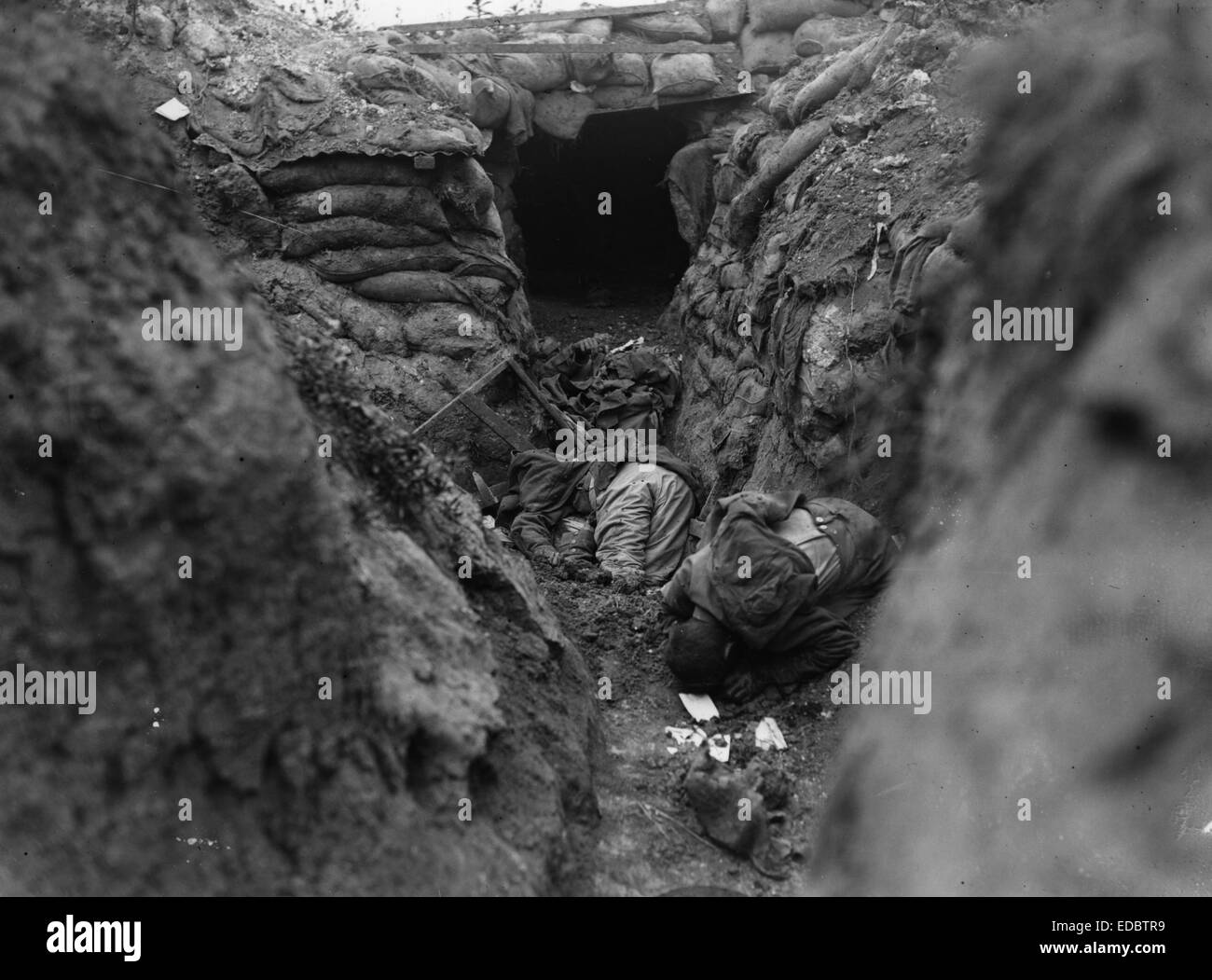 German dead in a front line trench Stock Photo - Alamy