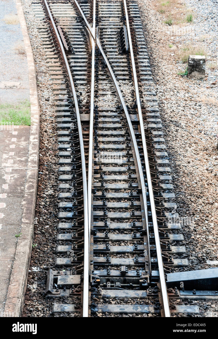 Separate ways of main station to Northern line in Thailand. Stock Photo