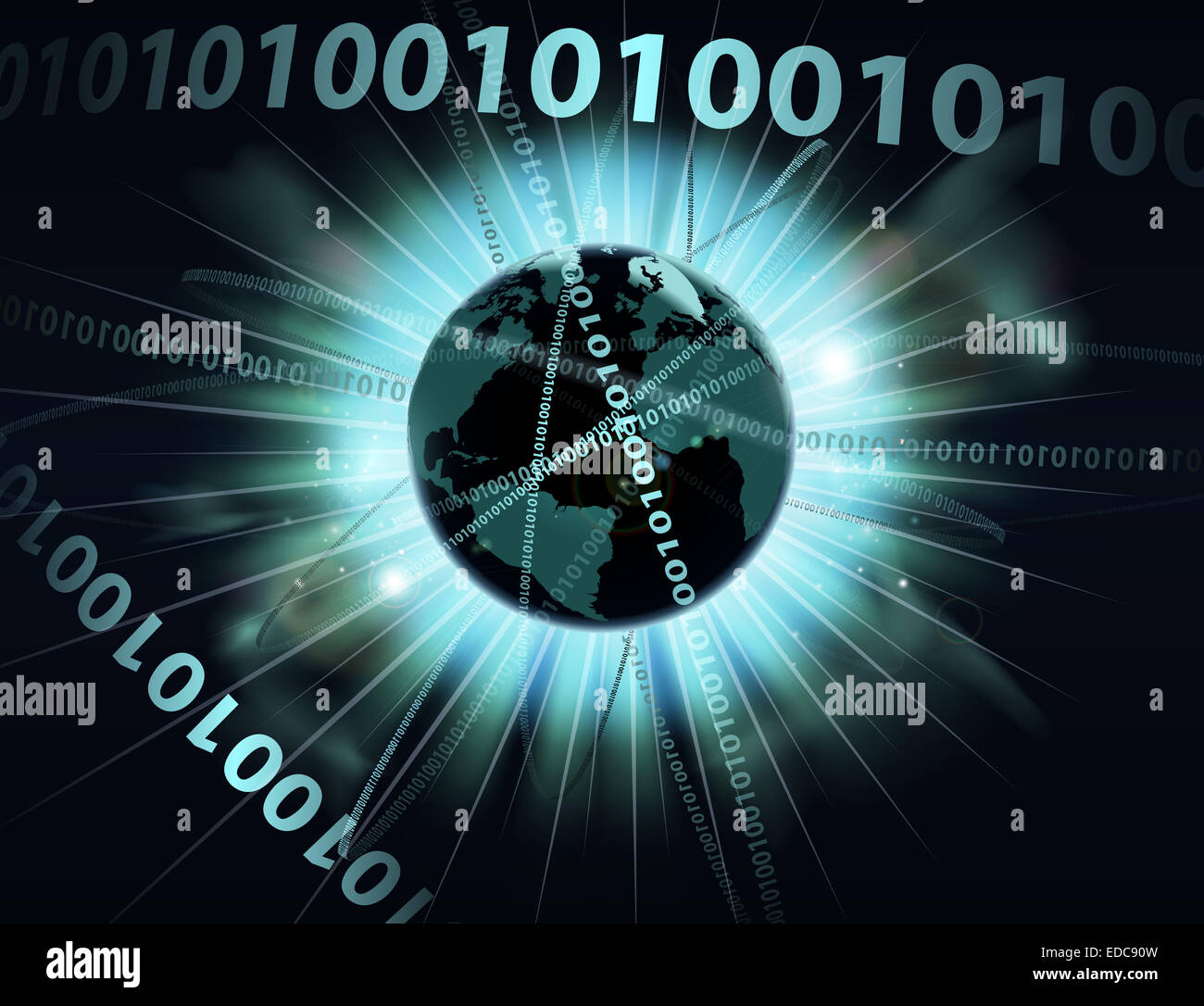 An abstract concept binary computer information data globe Stock Photo