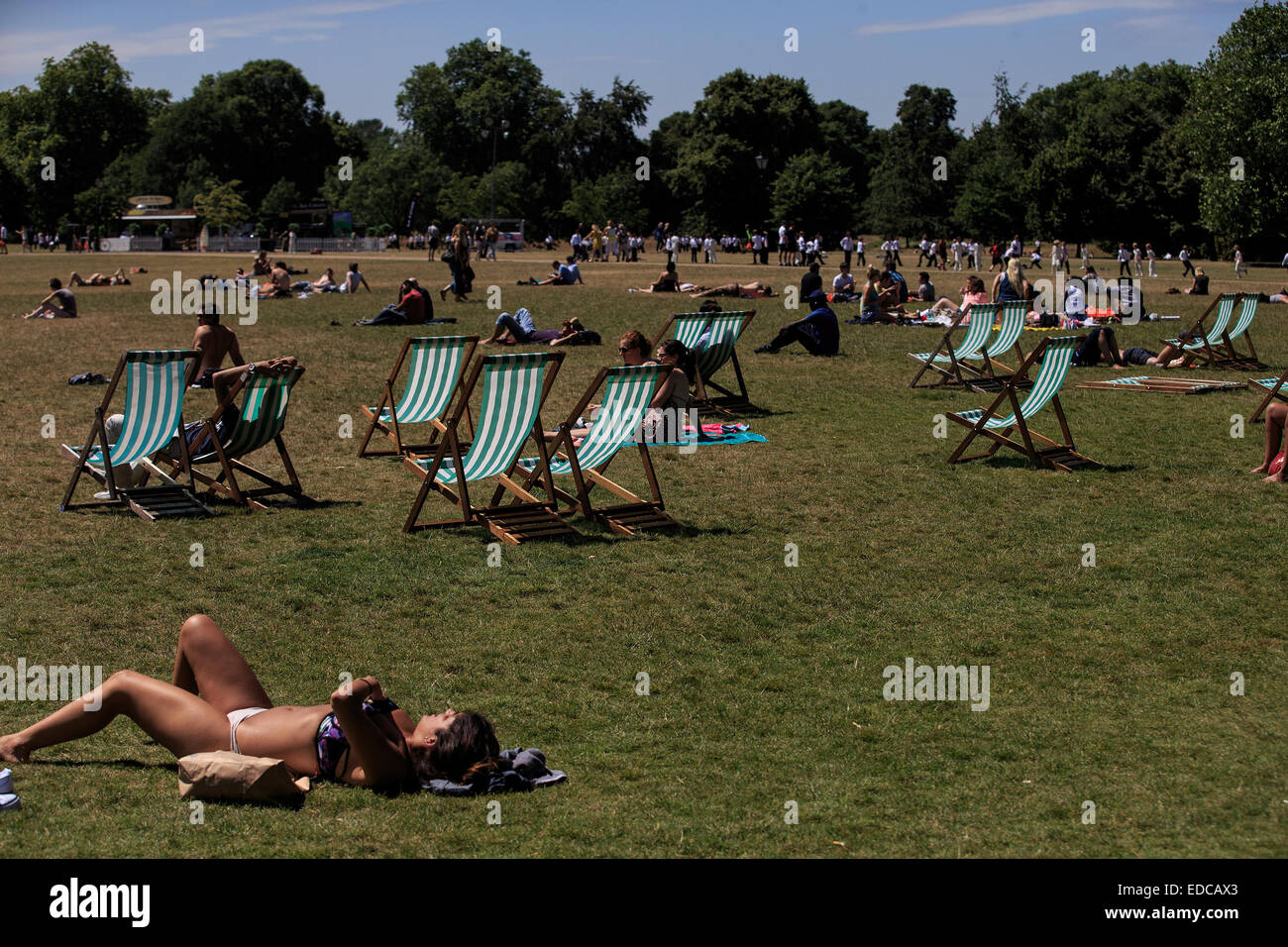 Londoners sun themselves in Hyde Park as hot weather hit the Capital