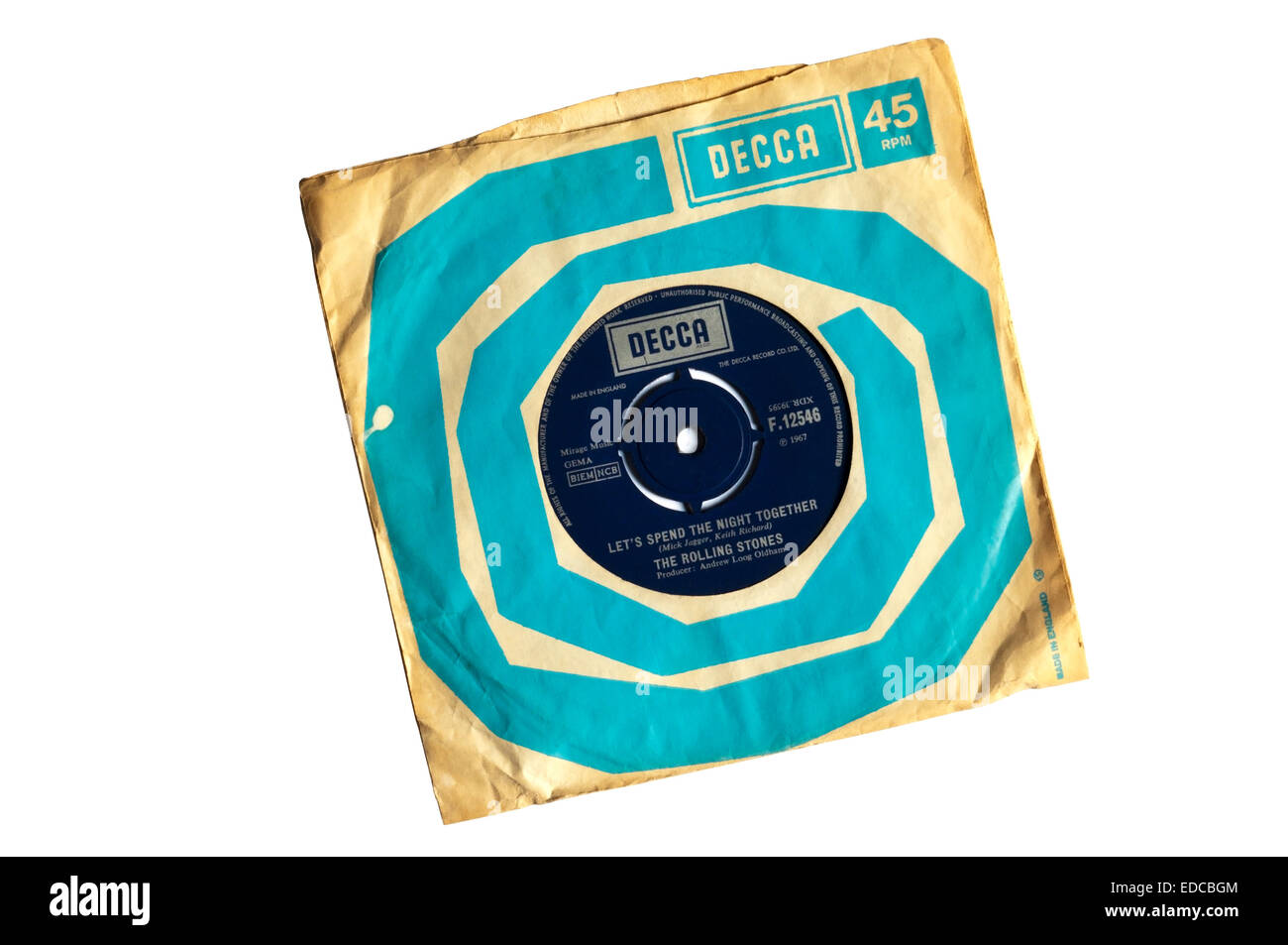 Double A-side single of Let's Spend the Night Together and Ruby Tuesday released by The Rolling Stones in 1967. Stock Photo