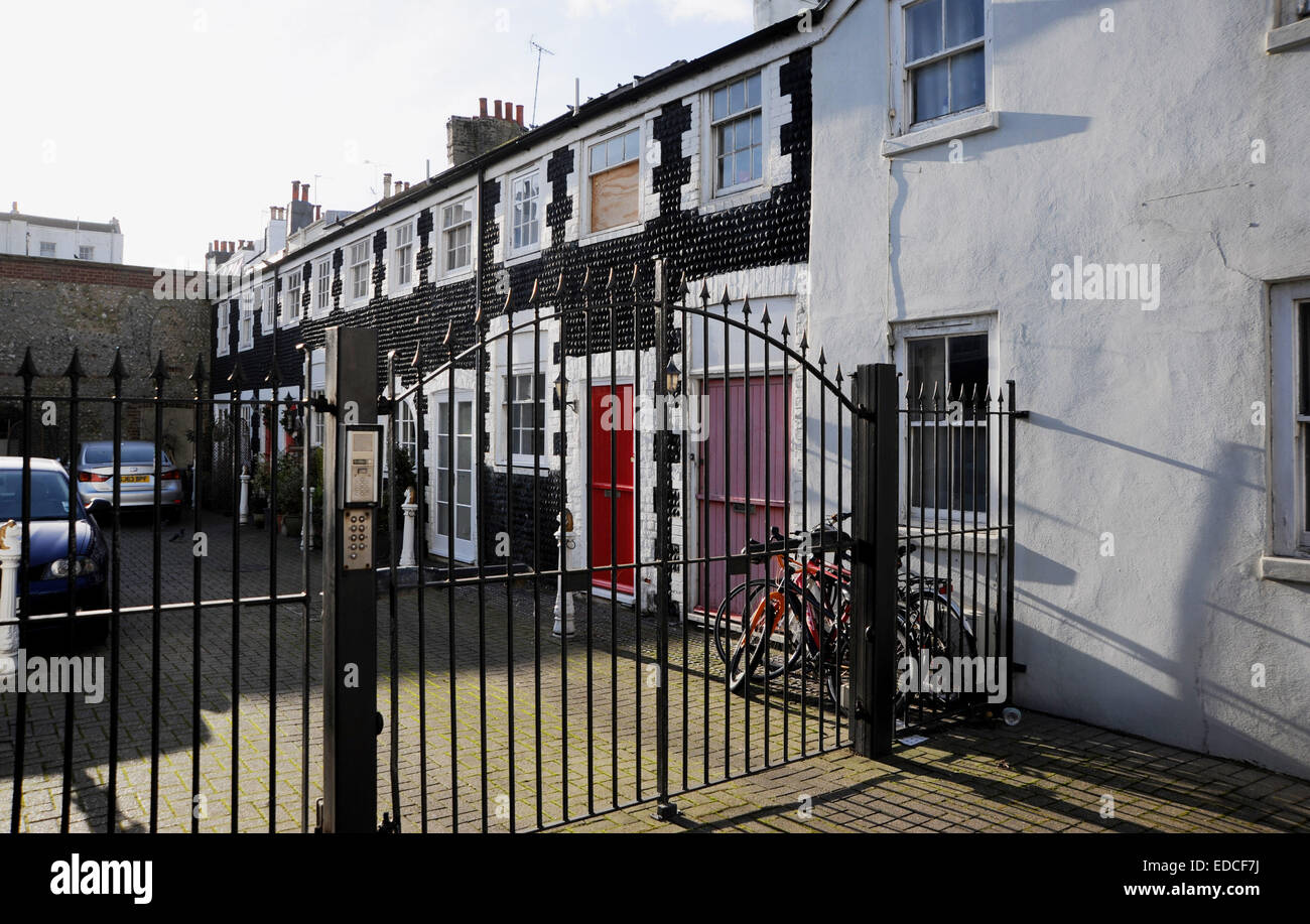 Gated Mews Cottages at St Johns Mews Kemptown Brighton UK Stock Photo