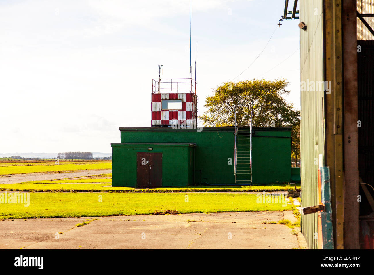 Control tower flying club North Coates Lincolnshire lookout point Stock Photo