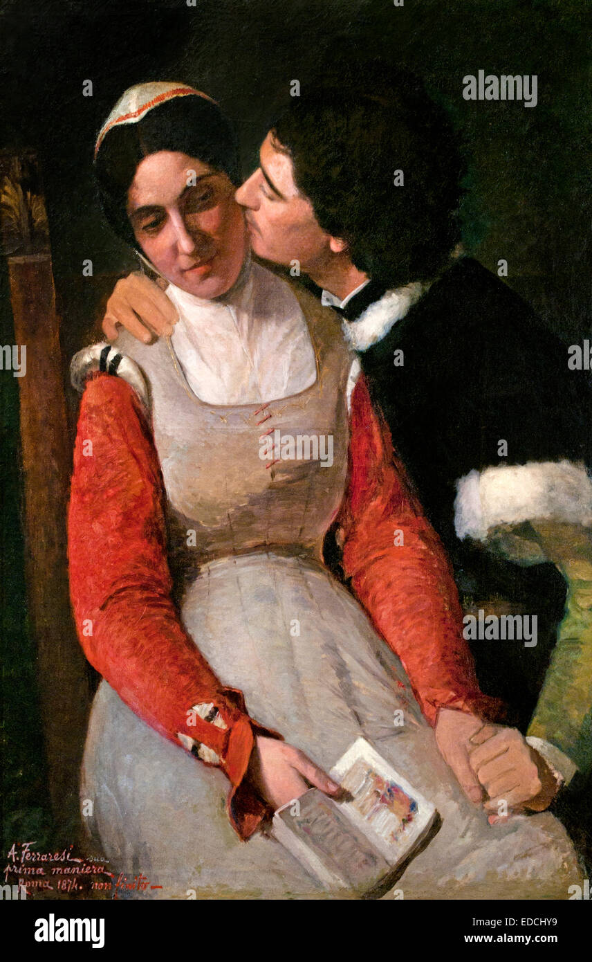 The Kiss 1874 Adriano Ferraresi 1851-1892 Italy Italian Stock Photo