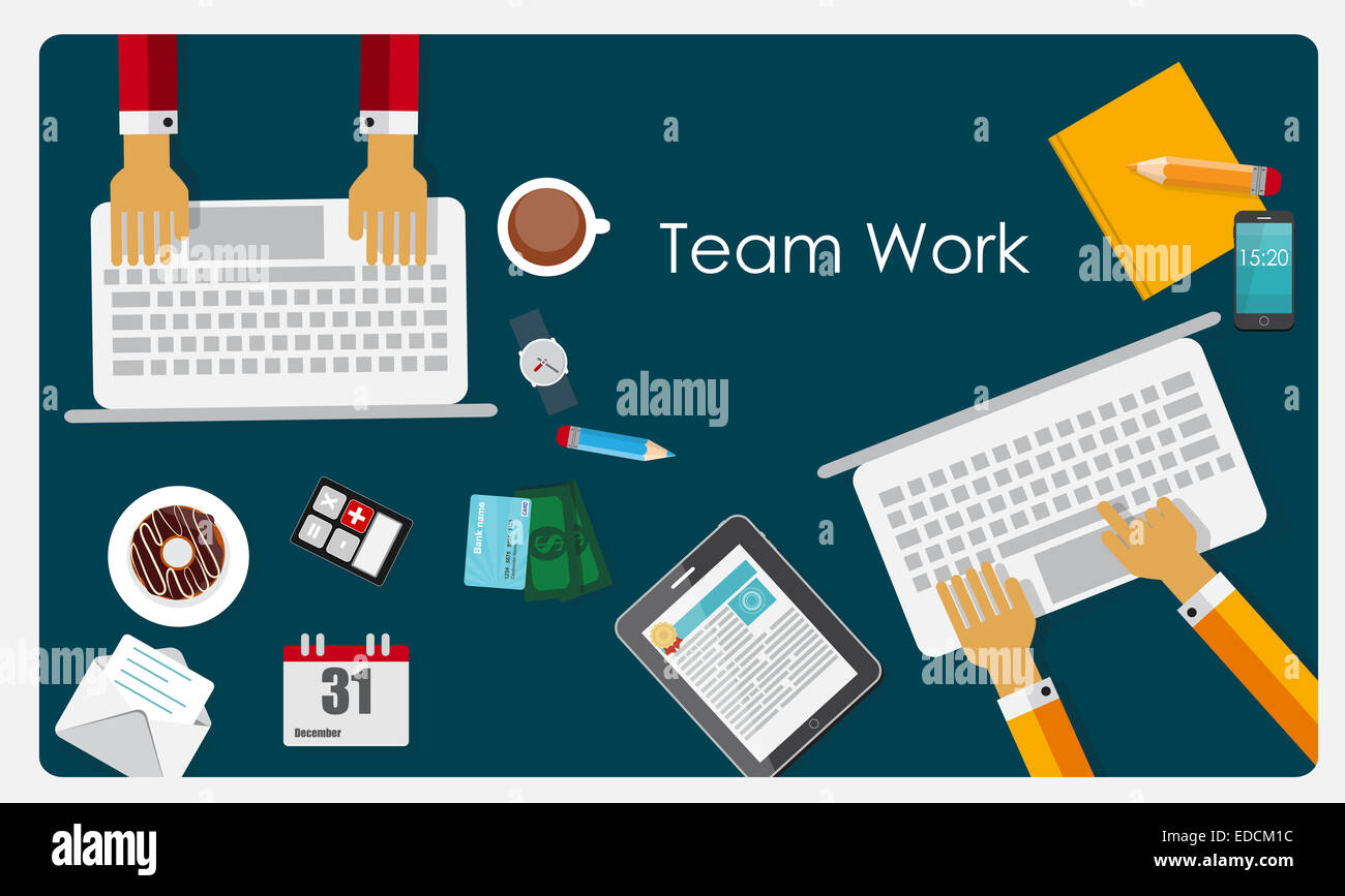 Team Work Flat Concept Vector Illustration Stock Photo - Alamy
